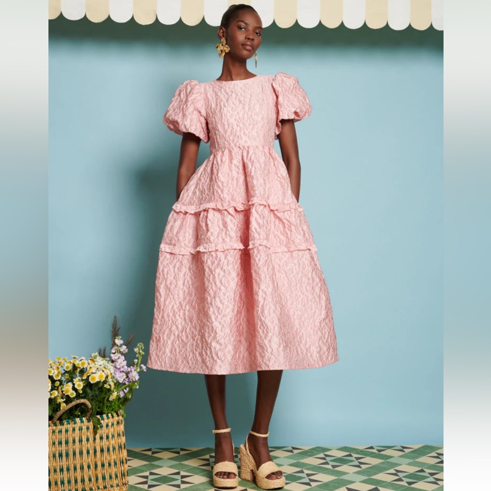 DREAM Sister Jane Papaya Jacquard Midi Dress